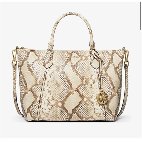 Michael Kors Lenox Large Python Embossed Leather Satchel NEW